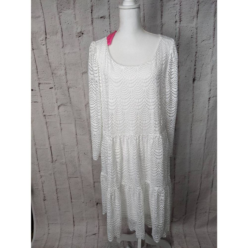 Lilly Pulitzer Women's Geanna Resort White Scalloped Shell Lace Dress Sz XXL 2XL - Picture 6 of 14